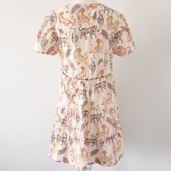 Umgee Cream Tiger Print Babydoll Tiered Cotton‎ Dress Size Small - Picture 9 of 12